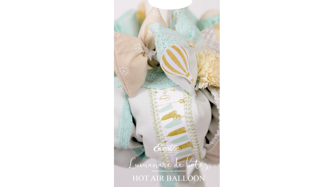 Lumanare de botez pentru baieti cu baloane aer cald, 65x4 cm, Hot Air Balloon 3